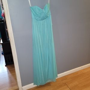 DAVID'S BRIDAL Long Aqua Chiffon Dress
